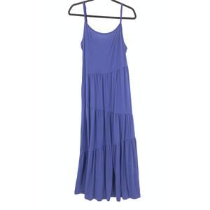 Naggoo A-Line Maxi Dress Womens Size XL Jersey Knit Tiered Blue NEW